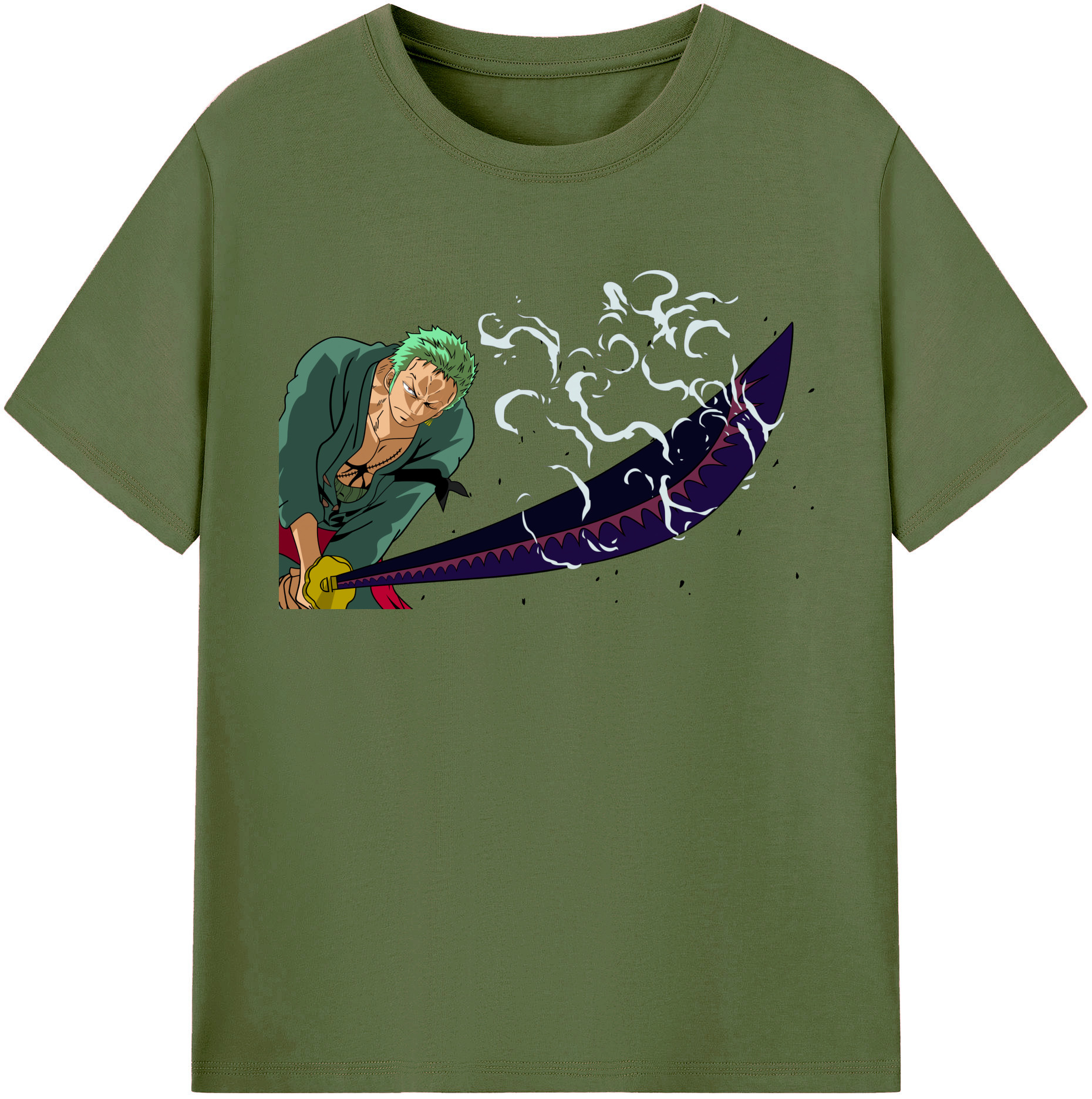 ワンピース ロロノア・ゾロ ONE PIECE Roronoa Zoro 綿100％半袖Tシャツ（フロントプリント）